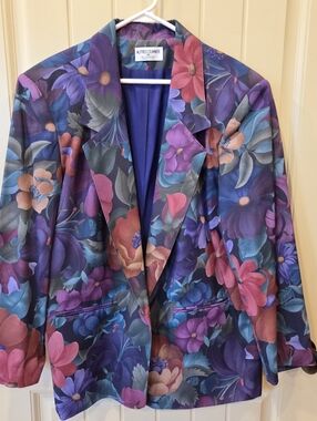 VTG Alfred Dunner Floral Blazer Jacket Size 18 Made in USA Grannycore 80s 90s